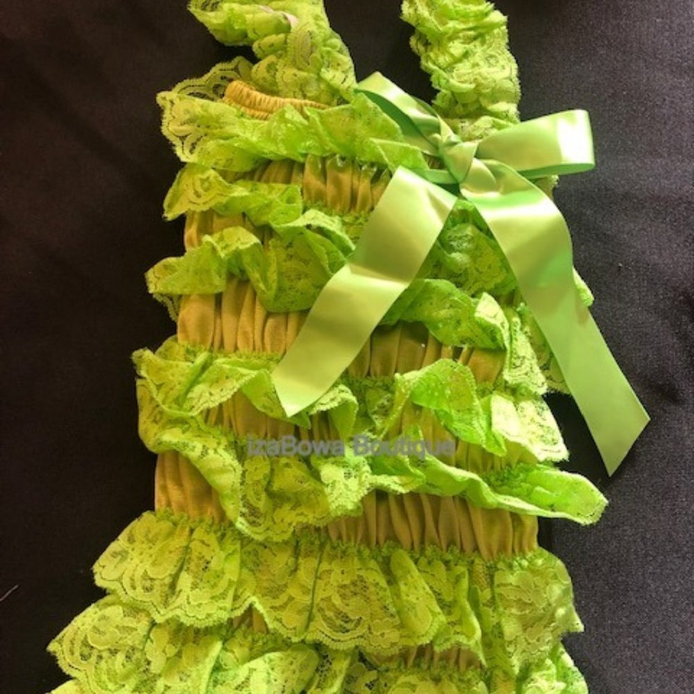 Lime Green Lace Romper  R1LGS  NWT Boutique